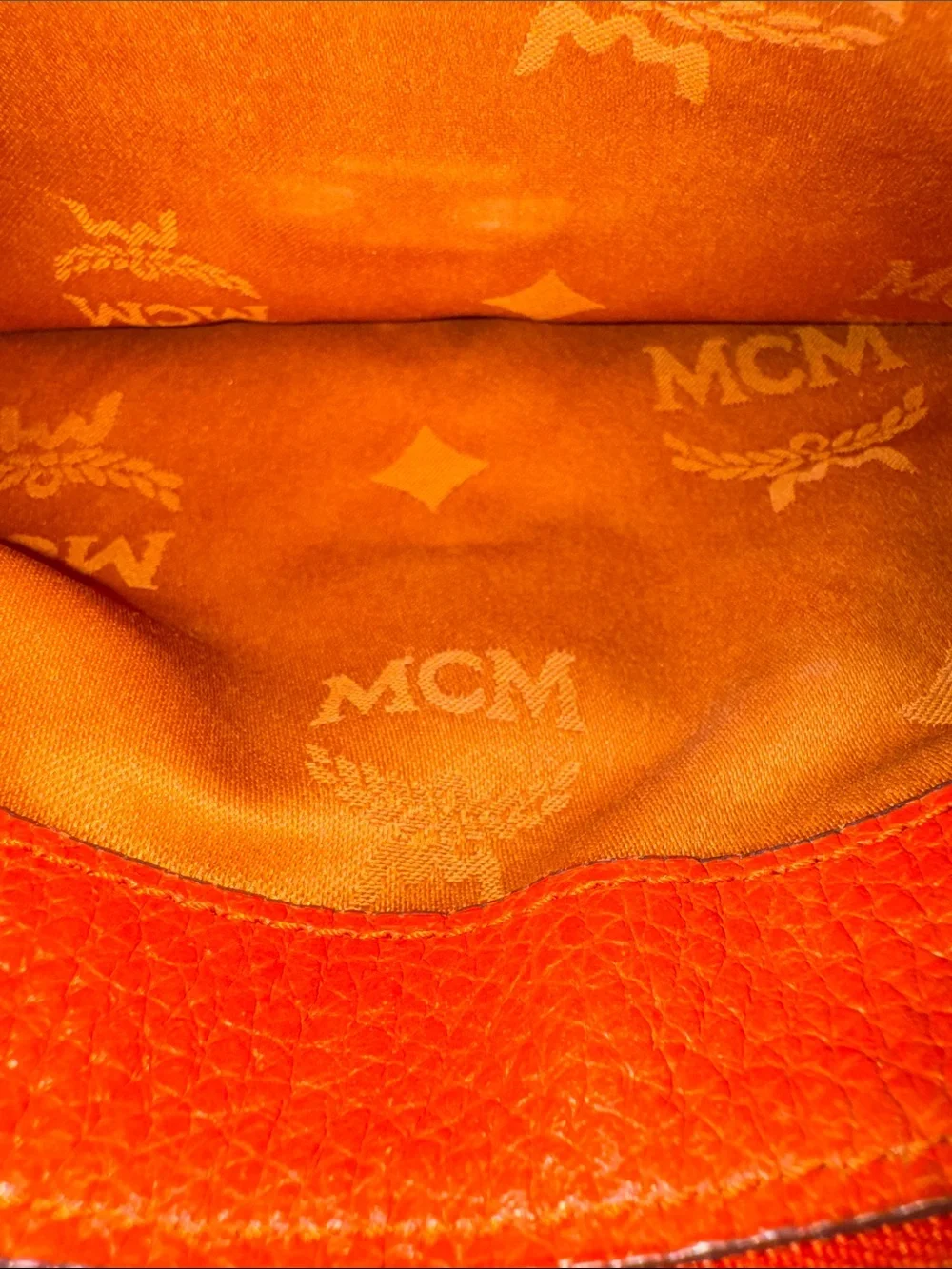 MCM Coral Leather Top-Handle Satchel with Gold Hardware with COA EUC